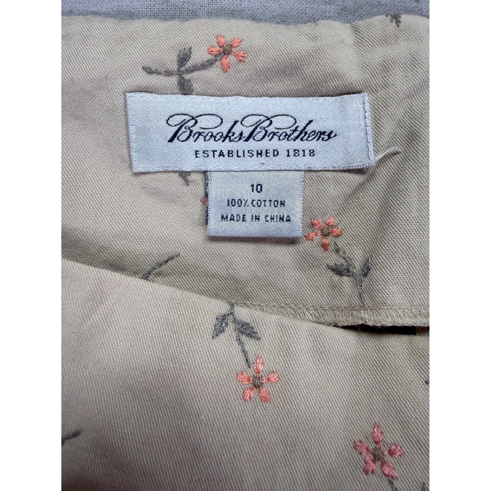 Brooks Brothers Floral Embroidered Cotton Sheath Dress Beige Pink 10 - Picture 7 of 10
